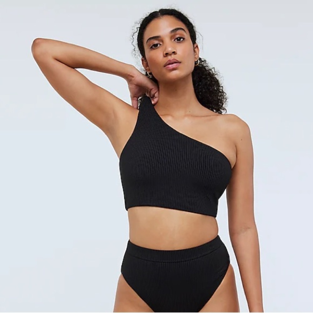 Madewell Ribbed One-Shoulder Longline Bikini Top